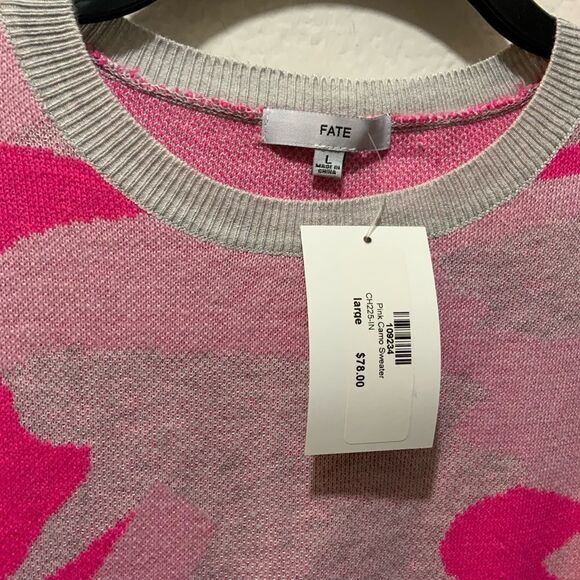 NEW Fate neon pink camo sweater.Super soft light weight size L - Picture 4 of 11